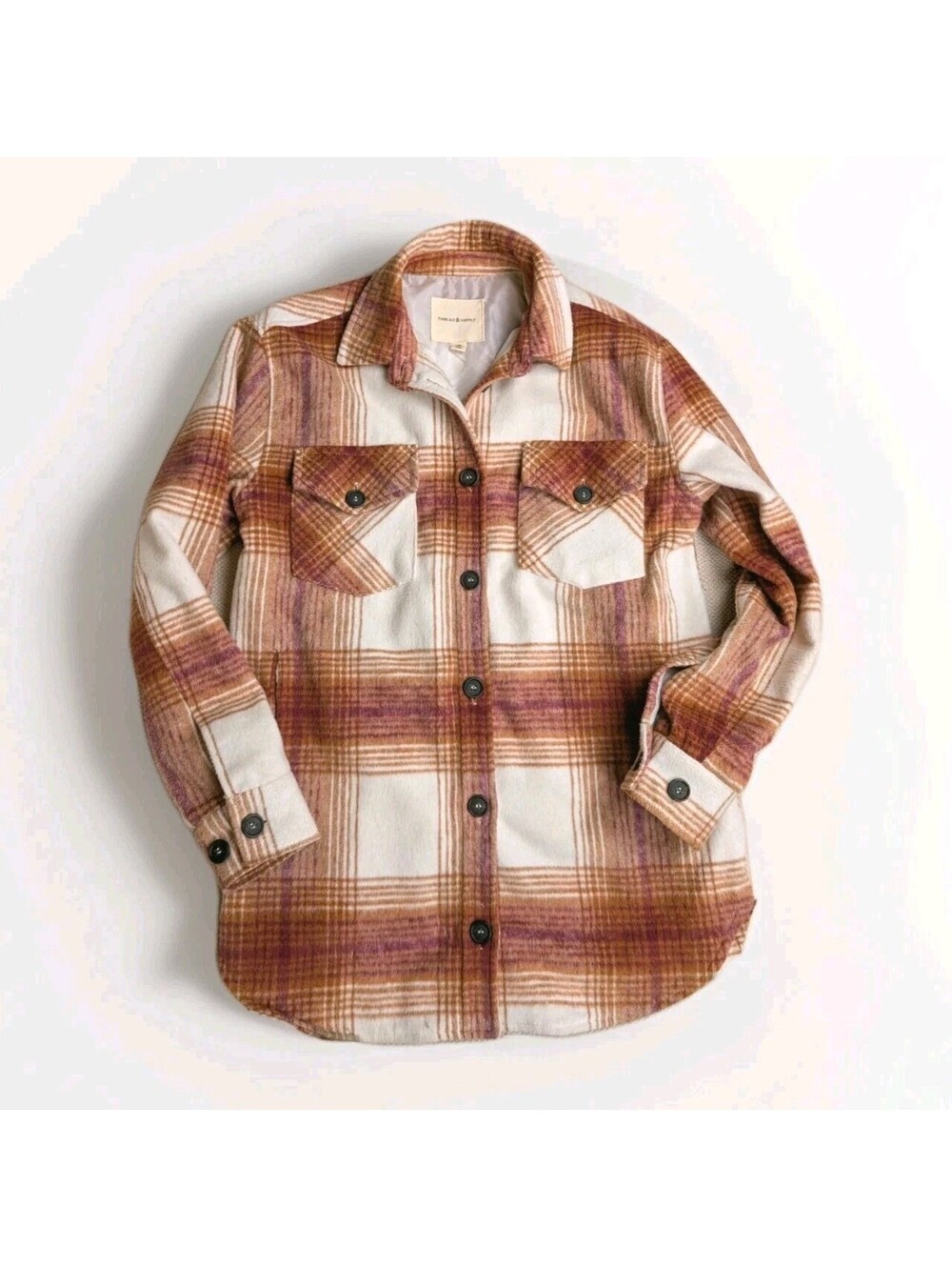 Thread & Supply Women's XS Lined Thick Plaid Shacket Jacket w Pockets